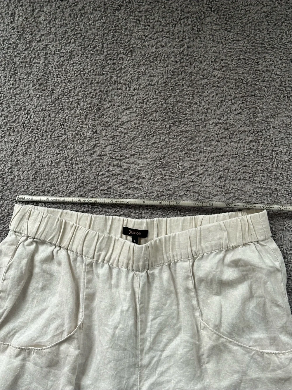 Quince Linen Elastic Waist Crop Pants - Beige / Flax Large